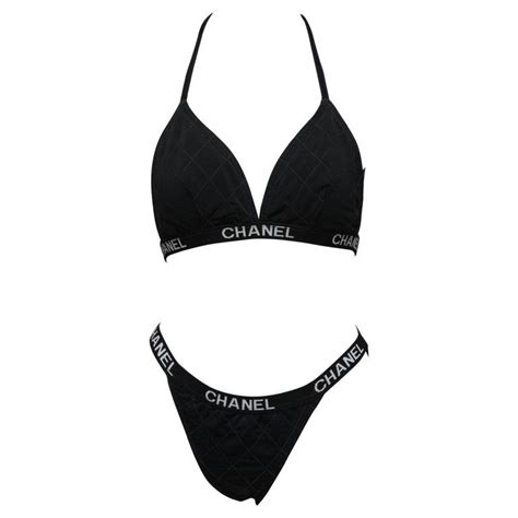 black chanel swimsuit|chanel bikini set.